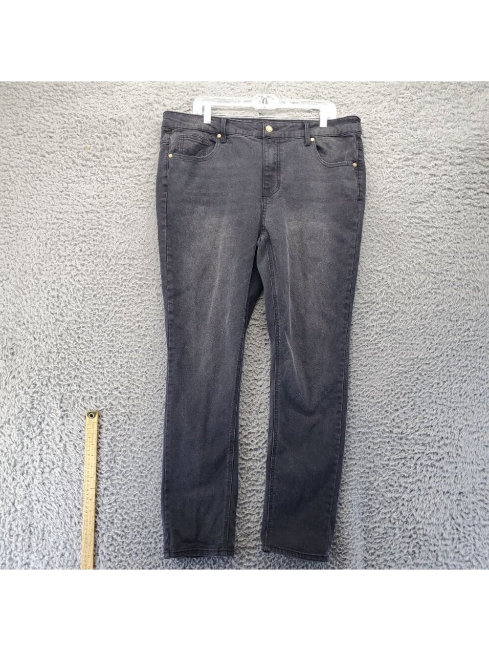 Blu Rock Jeans Mens 36x31 Black Denim Stretch Regular Fit Straight Leg *Read*